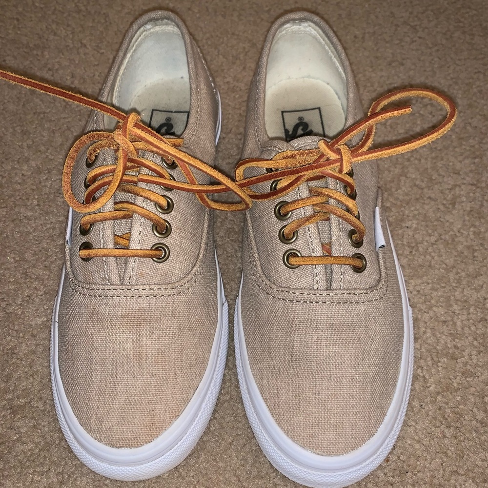 Canvas vans with leather laces